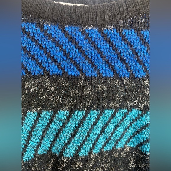 Pronto Uomo Geometric Soft Wool Blend Striped Sweater Blue Men’s Medium Italy‎ - Picture 6 of 13